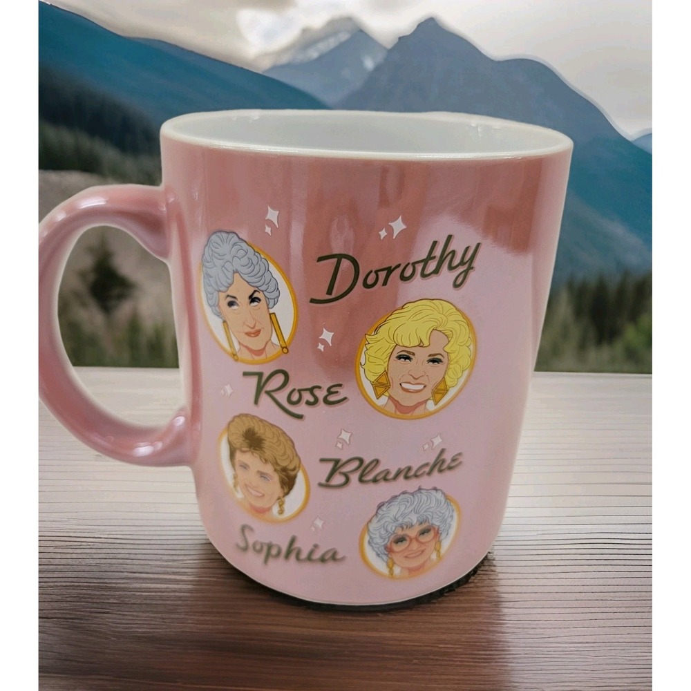 The Golden Girls Mug Iridescent Pink Double-Sided Dorothy Rose‎ Blanche Sophia